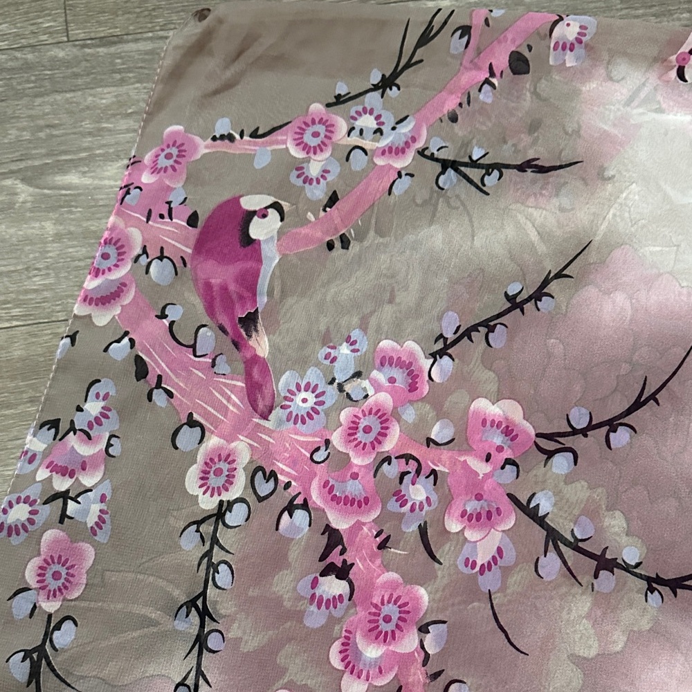 Chic Floral Pink and Brown Scarf - Picture 4 of 9